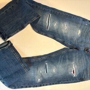 Mens Old Navy Slim Distressed Patched Jeans 32x30 Built In Flex Tough
